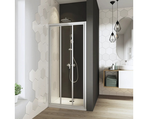 Schiebetür für Seitenwand Breuer Fara4 800x1850 mm Kunstglas weiß Badezimmer mit Duschkabine mit Faltmechanismus