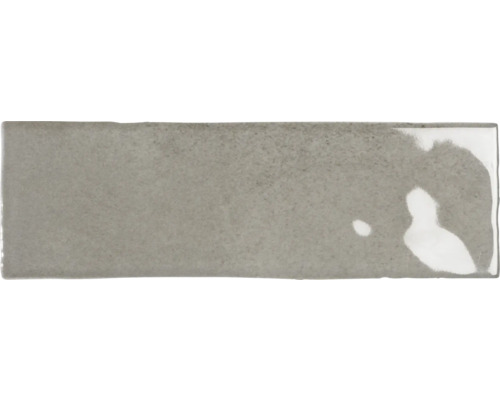 Steingut Wandfliese Nolita 6,5x20 cm grau glänzend Rechteckige graue Fliese