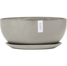 Grauer Pflanztopf mit Untersetzer