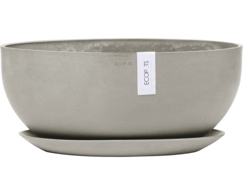 Grauer Pflanztopf mit Untersetzer