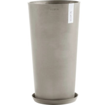 Hoher Pflanztopf aus Kunststoff mit passender Untertasse