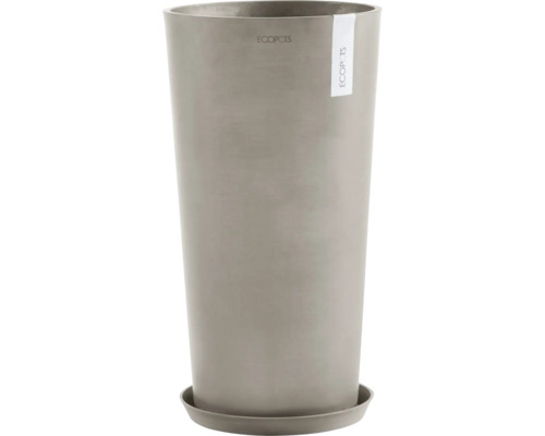 Hoher Pflanztopf aus Kunststoff mit passender Untertasse