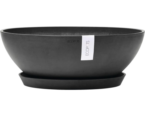 Schwarze Ecopots Pflanzschale mit Untersetzer