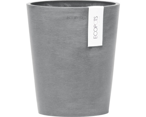 Grauer Pflanztopf mit Etikett