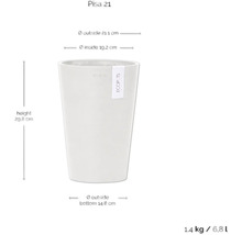 Pisa 21 Pflanztopf mit Maßangaben zu Höhe und Durchmesser