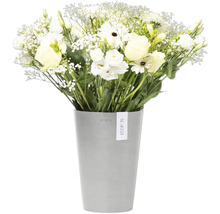 Blumenstrauß mit Schleierkraut und Lisianthus in Übertopf