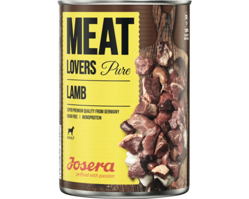 Hundefutter nass Josera Meat Lovers Pure Lamb 400 g Lamm Monopotein, Singlefleisch Hundefutter nass Josera Meat Lovers Pure Lamb 400 g Lamm Monopotein, Singlefleisch