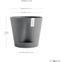 Grauer Venice 2 40 Pflanztopf mit Größenangaben