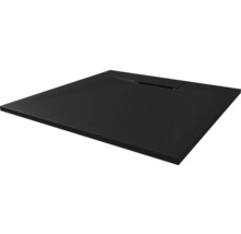 Schwarze Duschwanne mit flacher Bauhöhe