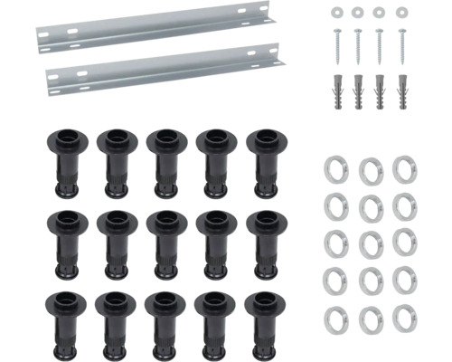 Kompletter Montagesatz mit Halterungen, Abstandshaltern, Schrauben und Unterlegscheiben