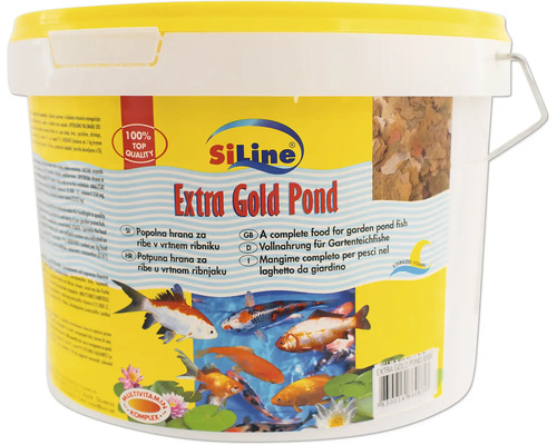 Teichfischfutter SiLine Extra Gold Pond 5,5 l Goldfischfischfutter Siline Extra Gold Pond Fischfuttereimer für Gartenteichfische