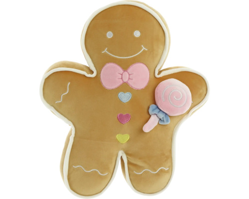 Kissen in Form eines Lebkuchenmanns mit Lollipop