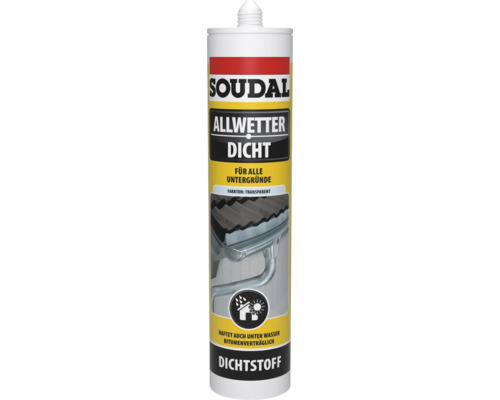 Soudal Allwetter Dichtstoff Kartusche für alle Untergründe, Farbton Transparent