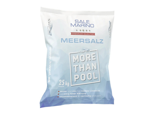 Poolsalz Meersalz fein für Swimmingpools, Geschirrspülmaschinen, Wasseraufbereitungsanlagen und Chlorelektrolysegeräte 25 kg