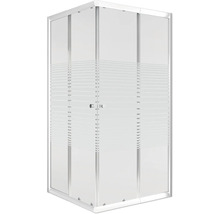 Quadratische Duschkabine mit horizontalen Streifen auf dem Glas