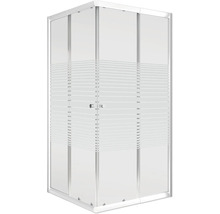 Eckdusche mit waagerechten Streifen auf dem Glas