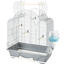 Vogelkäfig mit Sitzstangen und Futternapf