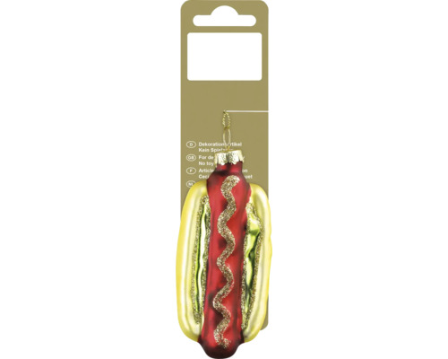 Christbaumhänger HotDog Glas gold