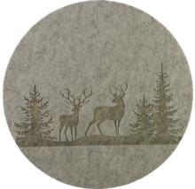 Filzuntersetzer mit Hirsch- und Tannenbaumdesign