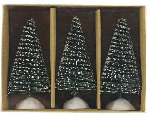 Dekoobjekt Tannenbäume Kunststoff H 7,5 cm mit Plattform 3 Stück Drei dekorative Weihnachtsbäume in einer Schachtel