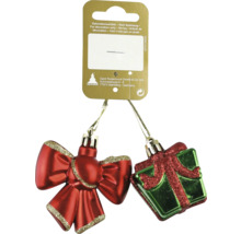 Weihnachtsbaumschmuck Set mit Schleife und Geschenk als Dekoration