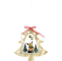 Weihnachtsbaum-Anhänger aus Holz mit Elch-Motiv und Schleife