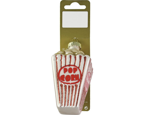 Christbaumhänger Popcorntüte Glas weiß