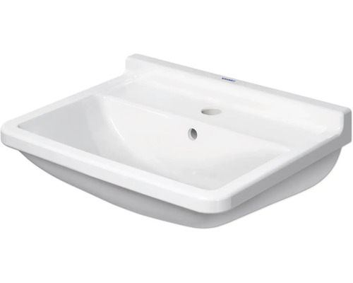 Waschbecken aus Keramik mit Hahnloch und Überlauf