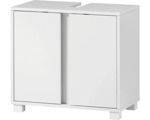 Waschbeckenunterschrank Möbelpartner Dex 60.2x56x33 cm ohne Waschbecken mattweiß Weißer Waschtischunterschrank mit zwei Türen für das Badezimmer