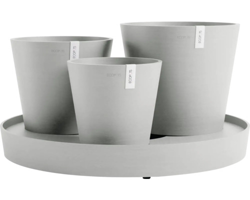 Dreier-Set Ecopots Amsterdam Blumentöpfe auf Untersetzer