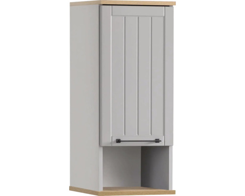 Hängeschrank Möbelpartner Jelda 30.3x70.8x20.5 cm platingrau-eiche landhaus dekor Hängeschrank mit Tür und offenem Fach