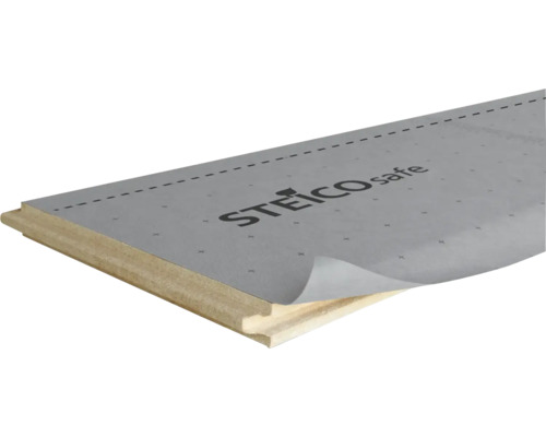 Steico Holzfaserplatte mit Steico Logo und Steico Safe Schriftzug