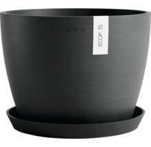 Schwarzer Pflanztopf mit Untersetzer