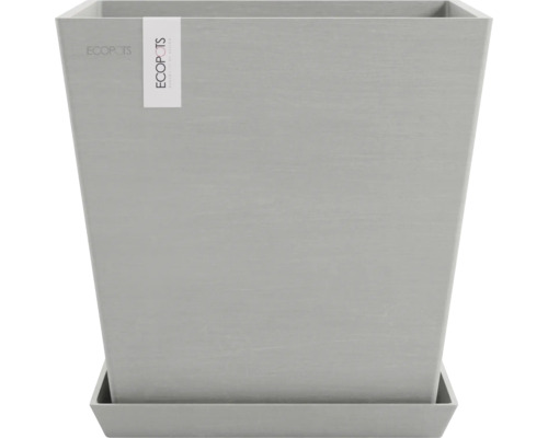 Quadratischer Pflanztopf aus Kunststoff mit Untersetzer