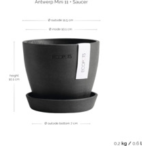 Ecopots Antwerp Mini 11 Pflanztopf mit Untersetzer