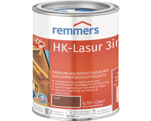 Farbdose Remmers HK Lasur 3in1 Teak, 0,75 Liter