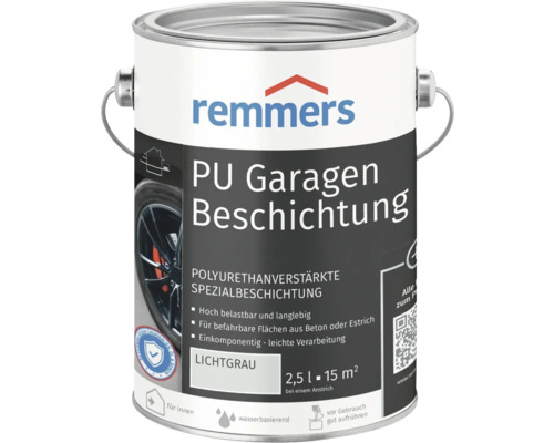 Remmers PU Garagenbeschichtung lichtgrau matt 2,5 L Dose PU Garagen Beschichtung von Remmers, 2,5 Liter, geeignet für Beton und Estrich
