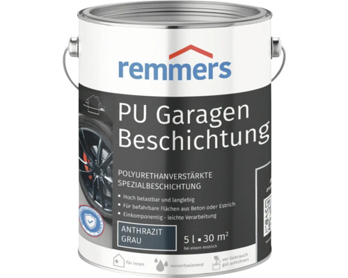 Remmers PU Garagenbeschichtung anthrazitgrau matt 5 L Remmers PU Garagen Beschichtung Anthrazit Grau, 5 Liter