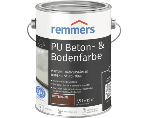 Remmers PU Betonfarbe und Bodenfarbe rotbraun 2,5L Remmers PU Beton- und Bodenfarbe im Eimer, rotbraun, 2,5 Liter