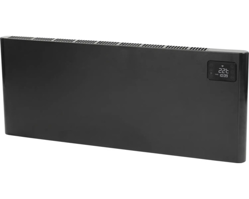 Schwarzer Konvektionsheizkörper mit digitaler Anzeige