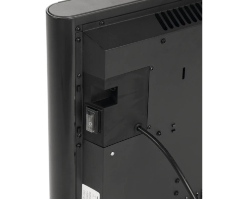 Detailansicht des Heizgeräts mit Schalter und Kabelanschluss