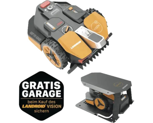 Mähroboter WORX Vision Landroid M600 drahtlos mit Gratis-Garage gleich bei Onlinebestellung mitgeliefert oder bei Kauf im Markt mitnehmen