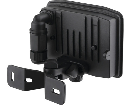 Schwarzer LED-Außensensor mit Halterung zur Wandmontage