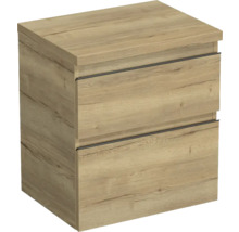 Holzfarbener Waschtischunterschrank mit zwei Schubladen