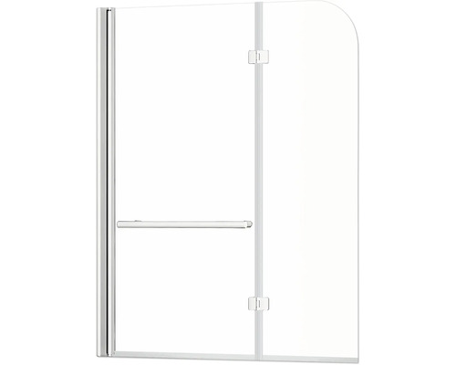 Badewannenfaltwand Form & Style Drena 2-teilig 1120x1400 mm Echtglas Klar hell weiß Duschabtrennung mit Griffstange