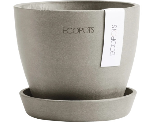 Ecopots Blumentopf aus Kunststoff mit passender Untertasse