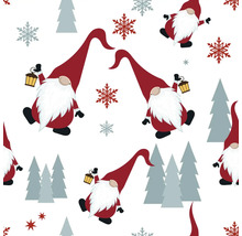 Muster mit Zwergen, Tannenbäumen und Schneeflocken