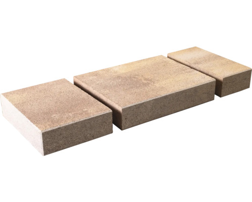 Drei Pflastersteine aus Beton