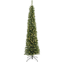 Schmaler künstlicher Weihnachtsbaum mit Beleuchtung auf einem Ständer