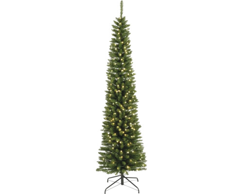 künstlicher LED Weihnachtsbaum Tannenbaum Everlands Pencil 280 LEDs Ø 60 cm H 210 cm Schmaler künstlicher Weihnachtsbaum mit Beleuchtung auf einem Ständer